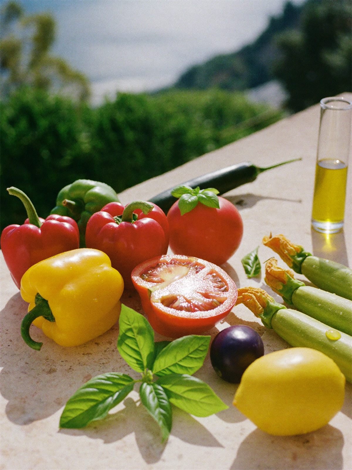 Sommerliche vegane Gerichte der italienischen Küche